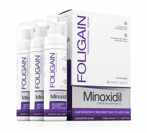 FOLIGAIN® Minoxidil 2% Hair Regrowth Foam For Women 3 Month Supply