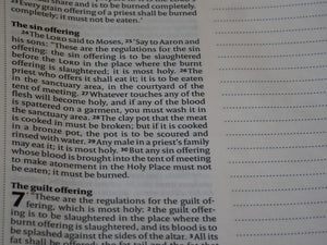 Close-up of open book with text and blank lines.
